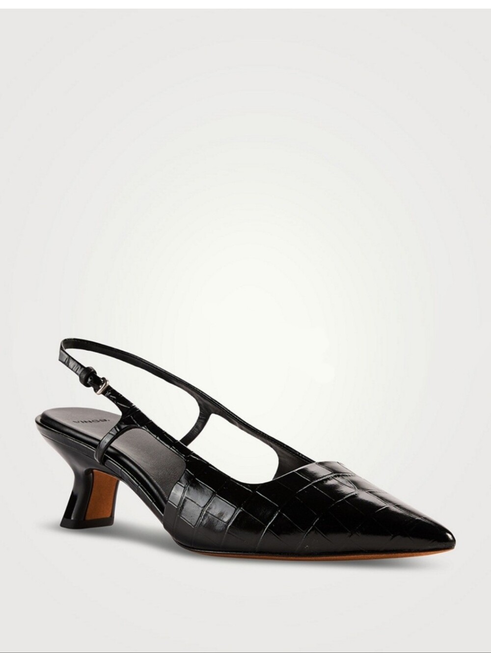 Vince Bianca Croc-Embossed Pointed Slingback Flats